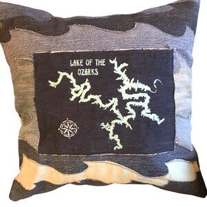 Lake Pillow Cover 18 x 18: Handmade Lake of the Ozarks Lakehouse Cabin Decor